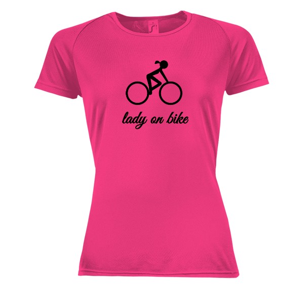 Dámske funčné tričko s potlačou lady on bike - funkční