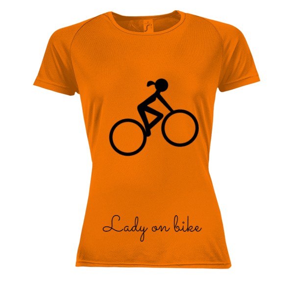 Dámske funčné tričko s potlačou lady on bike - funkční